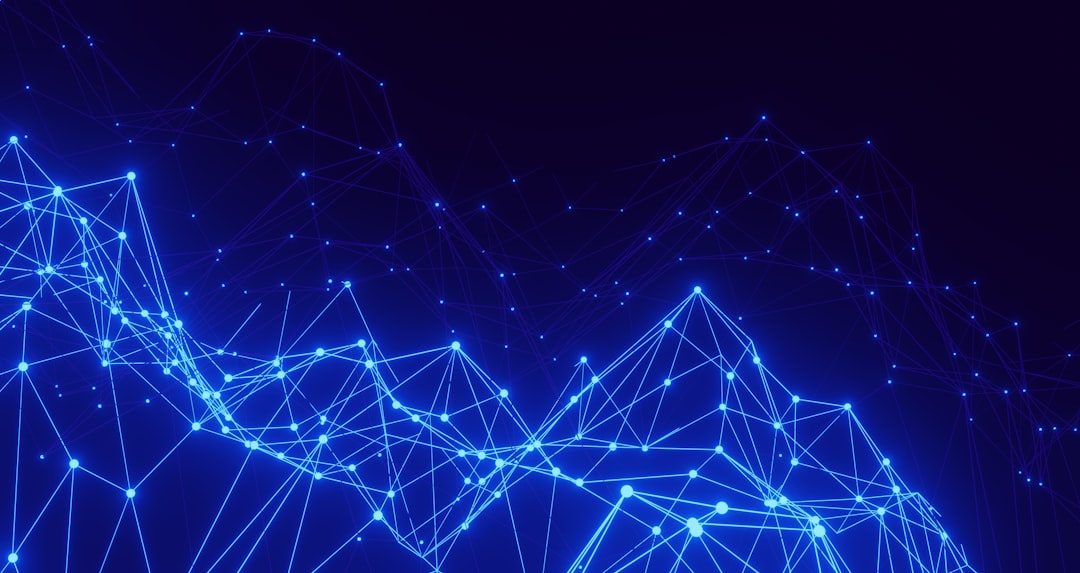 a blue background with lines and dots — synthetic Data Accelerates Training and Simulation