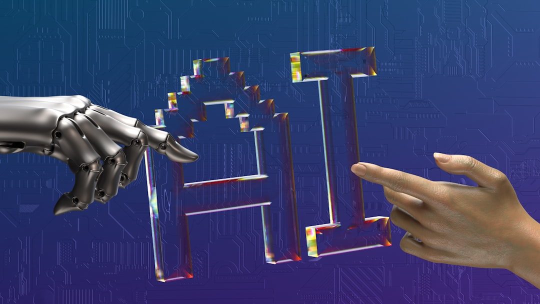 robot and human hands reaching toward ai text — what Is the Model Context Protocol?